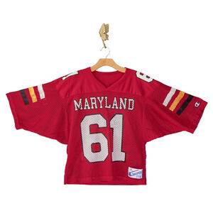 Vtg 80s Champion Maryland Terrapins 61 Football Fishnet Jersey M College Sports